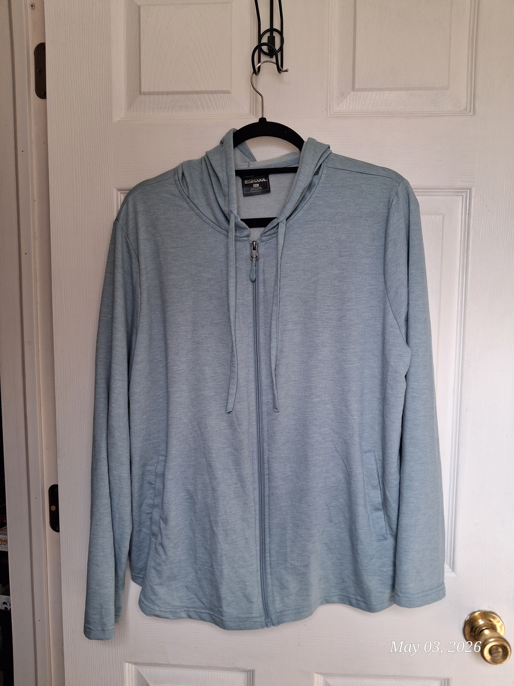 Heather Light Blue Full-Zip Hooded Jacket
